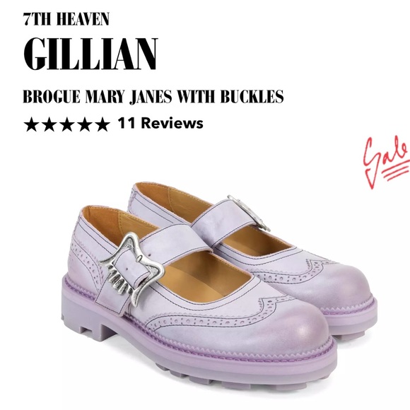 Fluevog NEARLY NEW 7th Heaven Gillian rub off purple chunky brogue Mary Jane - 7 - Picture 1 of 16